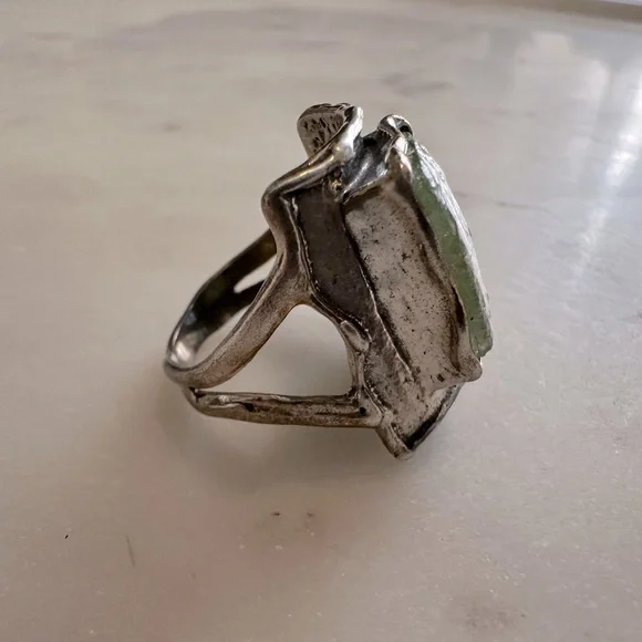 Vintage PZ Israel Sterling Silver and Roman Glass size 11 925